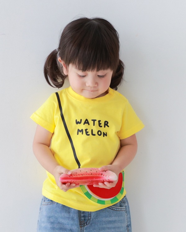 【チークルーム】すいかポシェット Tシャツ / イエロー