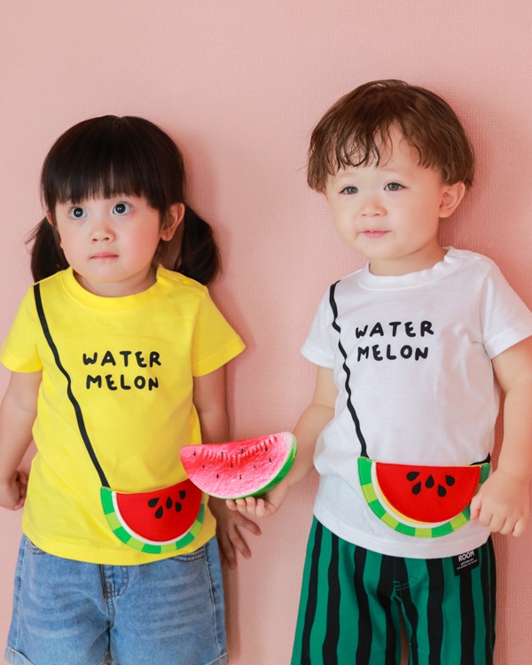 【チークルーム】すいかポシェット Tシャツ / イエロー