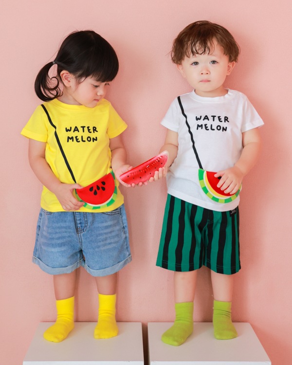 【チークルーム】すいかポシェット Tシャツ / イエロー