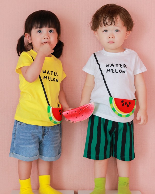 【チークルーム】すいかポシェット Tシャツ / イエロー