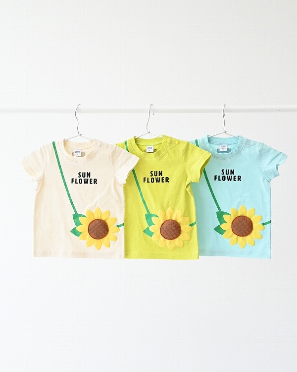 【チークルーム】ひまわりポシェット Tシャツ / ライトグリーン  