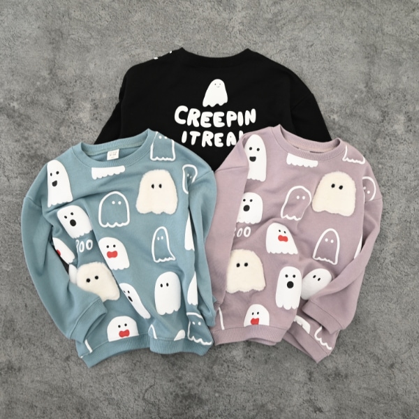 【25FW】おばけ柄 トレーナー / ブラック