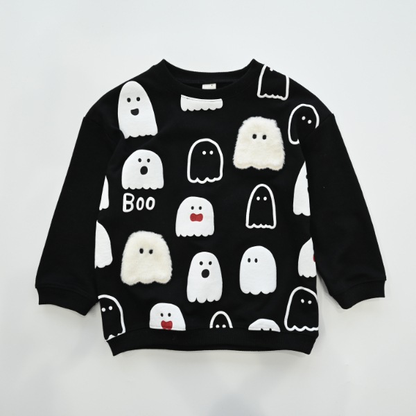 【25FW】おばけ柄 トレーナー / ブラック