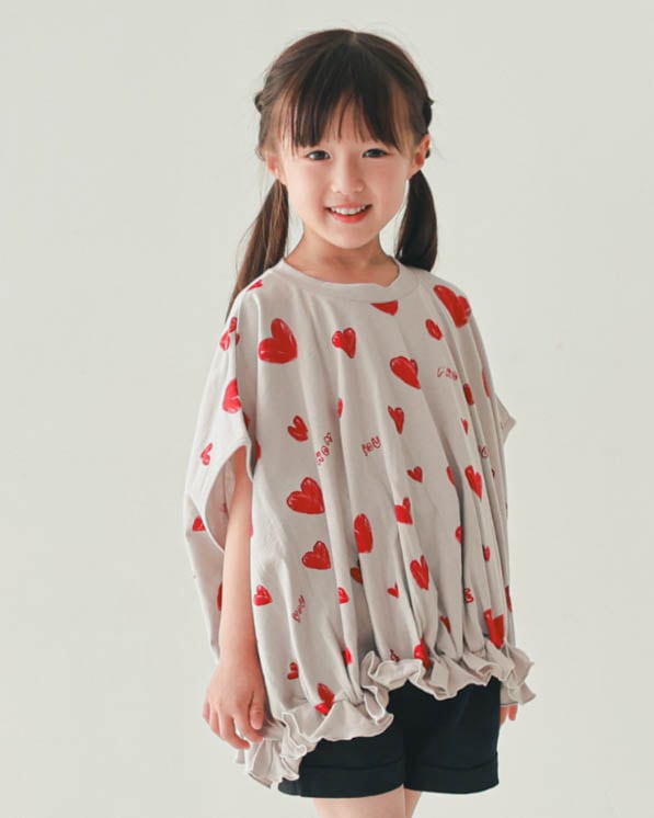 【ニコフラート】ハートＴシャツ / グレー