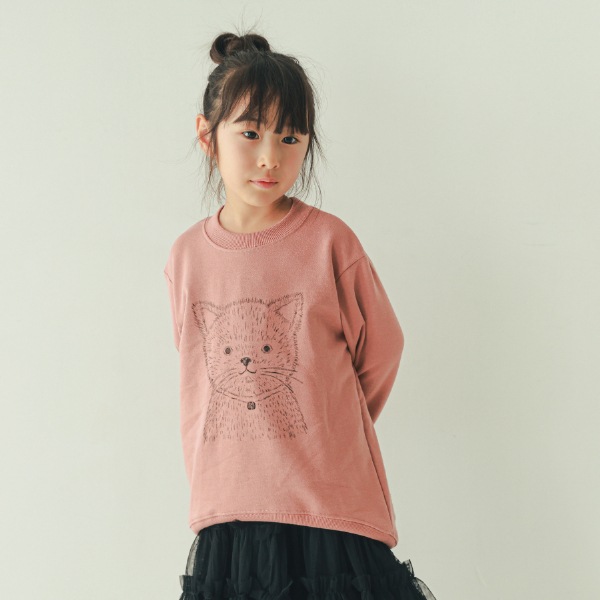 【25FW】ねこ トレーナー / カメオブラウン