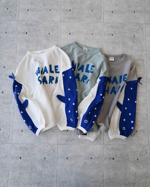 【ニコフラート】ジンベイザメ袖ロングTシャツ / オフホワイト