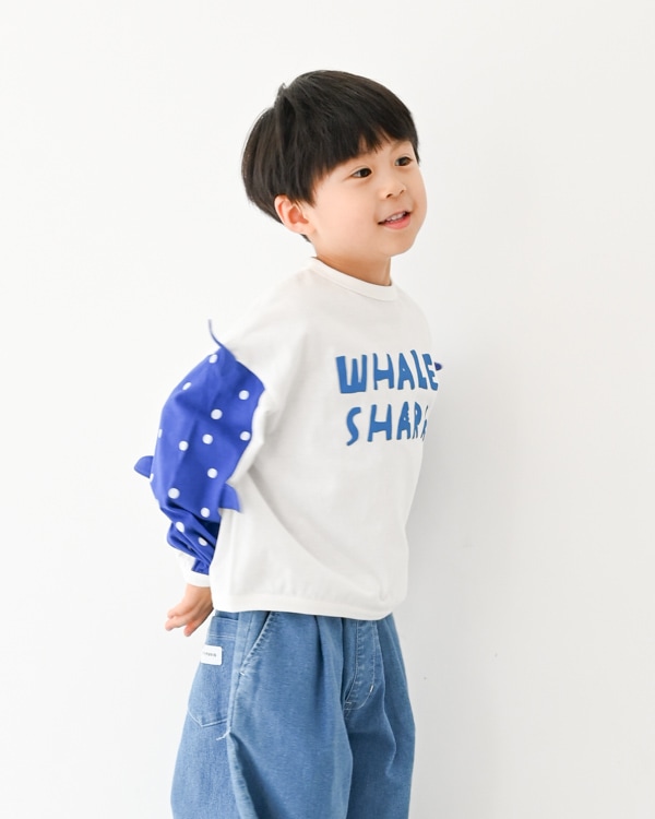 【ニコフラート】ジンベイザメ袖ロングTシャツ / オフホワイト