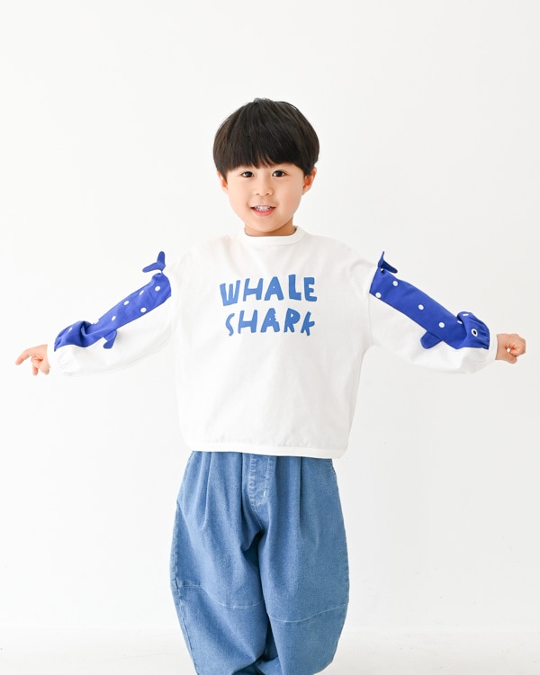 【ニコフラート】ジンベイザメ袖ロングTシャツ / オフホワイト
