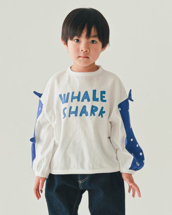 【ニコフラート】ジンベイザメ袖ロングTシャツ / オフホワイト