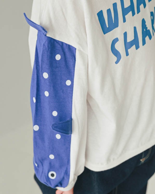 【ニコフラート】ジンベイザメ袖ロングTシャツ / オフホワイト