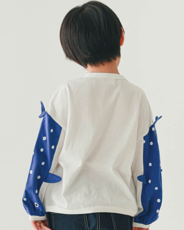 【ニコフラート】ジンベイザメ袖ロングTシャツ / オフホワイト