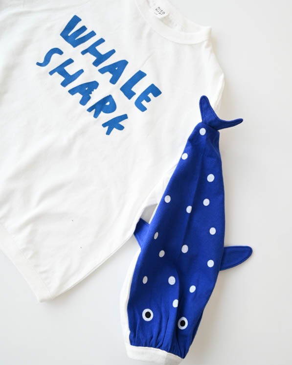 【ニコフラート】ジンベイザメ袖ロングTシャツ / オフホワイト