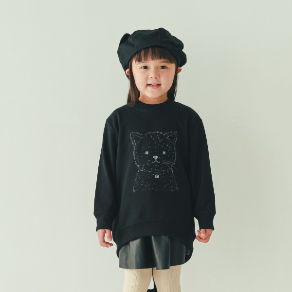 【25FW】ねこ トレーナー / ブラック