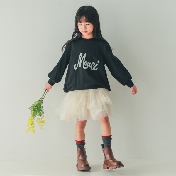 【25FW】Merci バルーンロングＴシャツ / ブラック