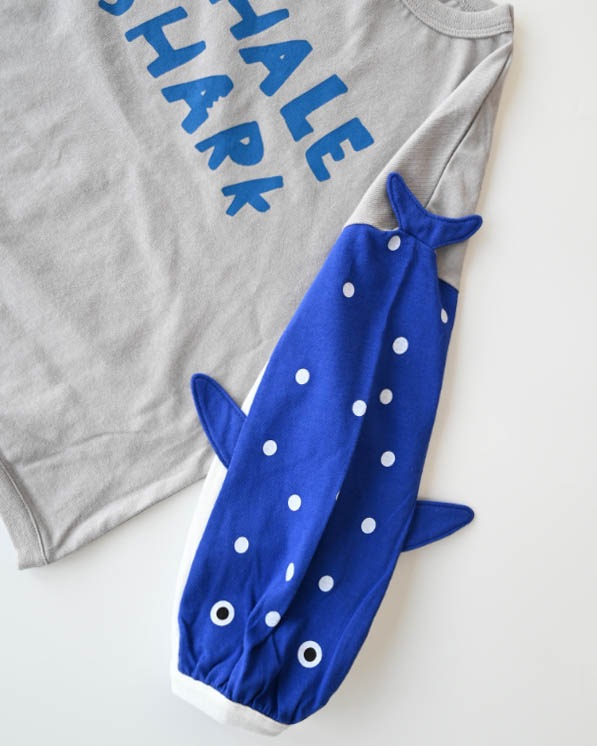 【ニコフラート】ジンベイザメ袖ロングTシャツ / グレー