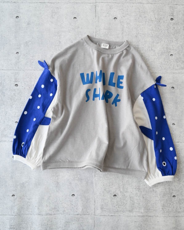 【ニコフラート】ジンベイザメ袖ロングTシャツ / グレー