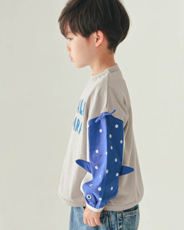【ニコフラート】ジンベイザメ袖ロングTシャツ / グレー