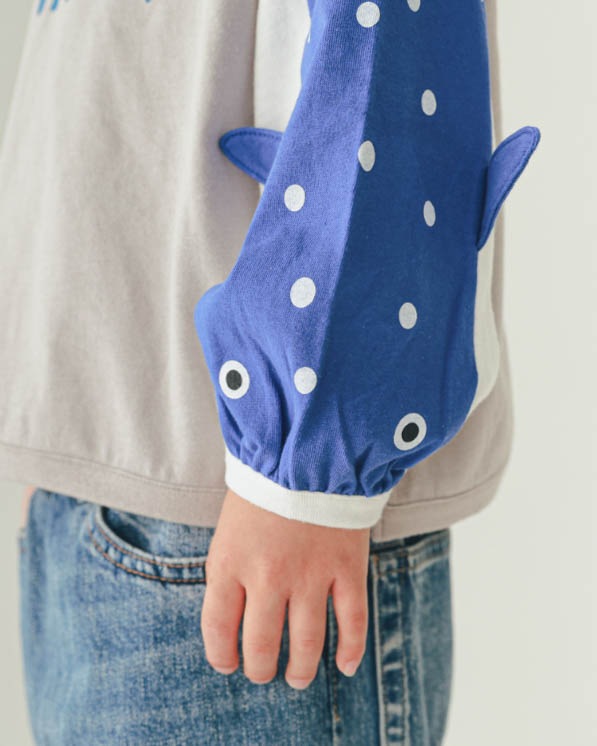 【ニコフラート】ジンベイザメ袖ロングTシャツ / グレー