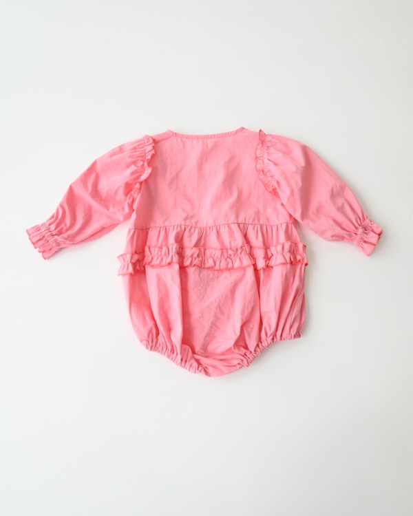 【エヌエイチティー】フリルロンパース / ピンク