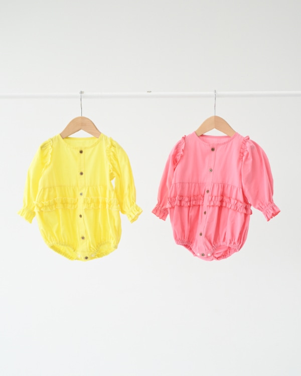 【エヌエイチティー】フリルロンパース / ピンク