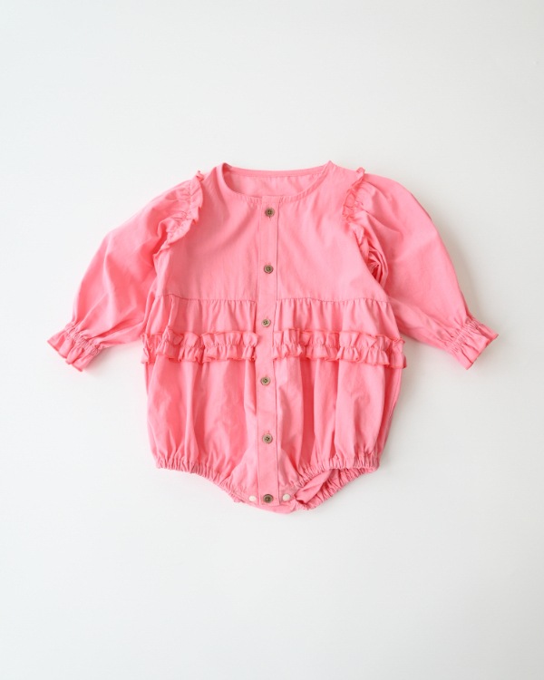 【エヌエイチティー】フリルロンパース / ピンク