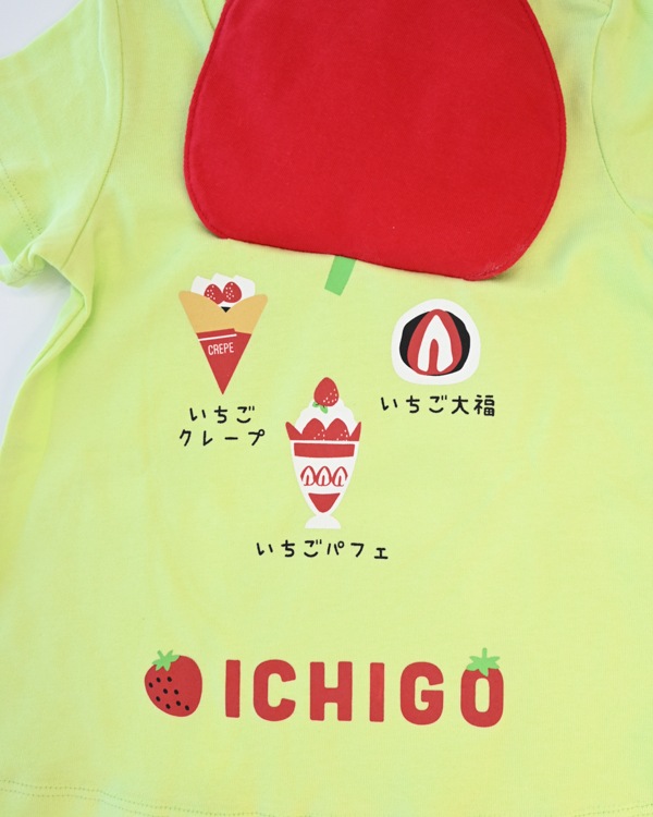 【26SS】いちご Tシャツ / ライトグリーン