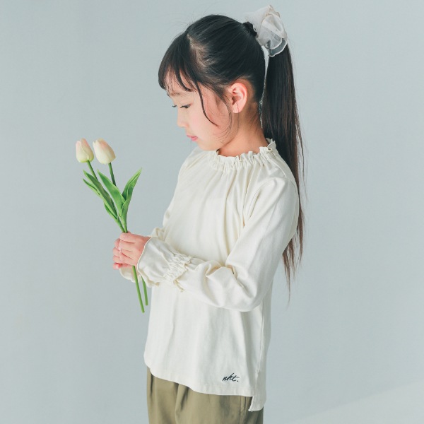 【25FW】フリル ロングTシャツ / アイボリー