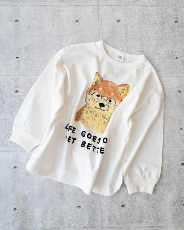 【ニコフラート】柴犬ロングＴシャツ / オフホワイト