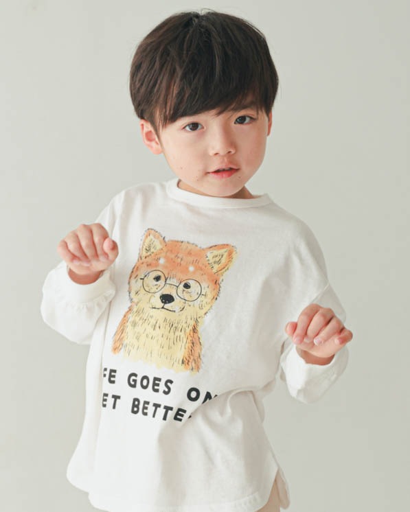 【ニコフラート】柴犬ロングＴシャツ / オフホワイト