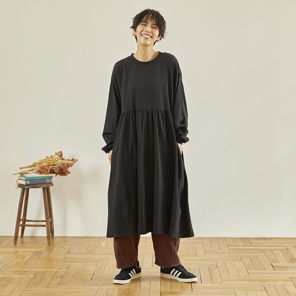 【25FW】ギャザーワンピース / ブラック