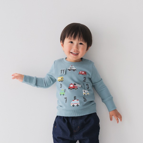 【25FW】働く車の時計 トレーナー / ブルー