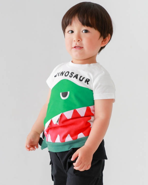 【チークルーム】恐竜歯磨きＴシャツ / オフホワイト