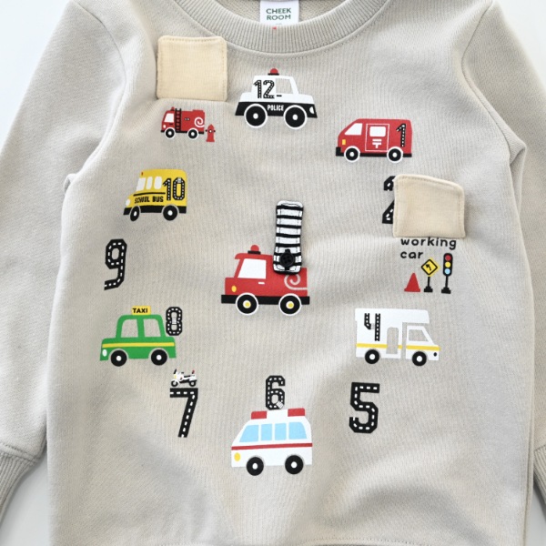 【25FW】働く車の時計 トレーナー / グレー