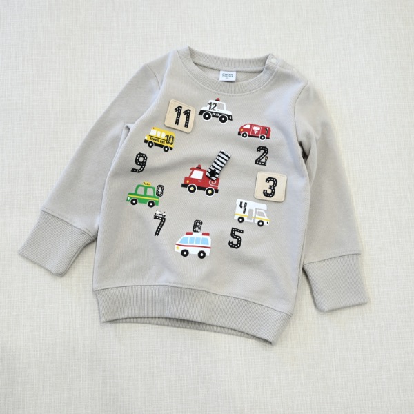 【25FW】働く車の時計 トレーナー / グレー