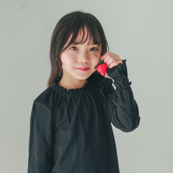 【25FW】フリル ロングＴシャツ / ブラック