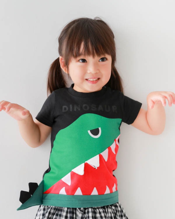 【チークルーム】恐竜歯磨きＴシャツ / ブラック