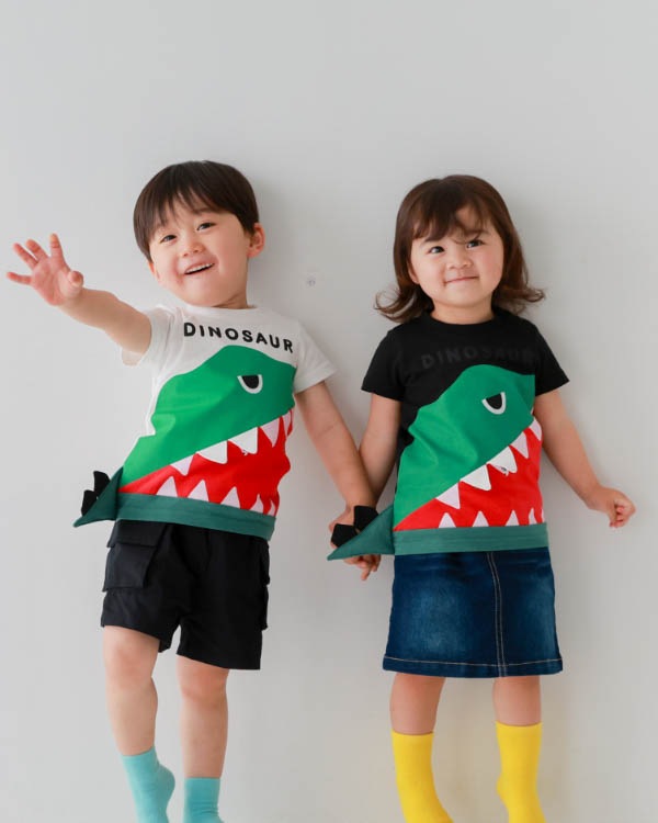 【チークルーム】恐竜歯磨きＴシャツ / ブラック