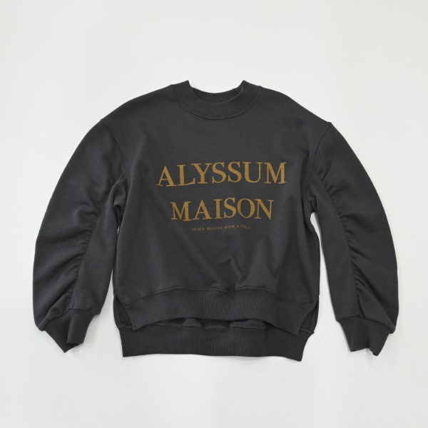 【25FW】ALYSSUM ギャザートレーナー / チャコールグレー