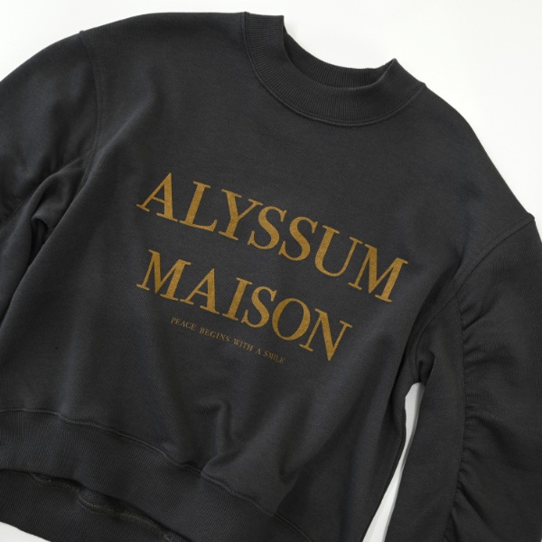 【25FW】ALYSSUM ギャザートレーナー / チャコールグレー
