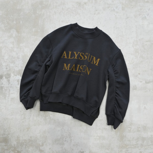 【25FW】ALYSSUM ギャザートレーナー / チャコールグレー