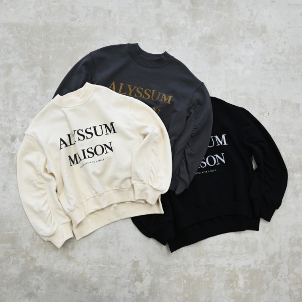 【25FW】ALYSSUM ギャザートレーナー / チャコールグレー