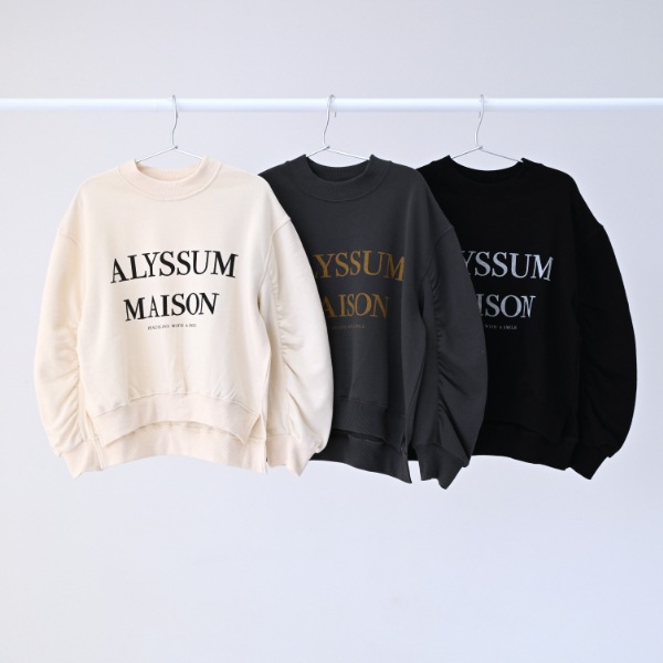 【25FW】ALYSSUM ギャザートレーナー / ブラック