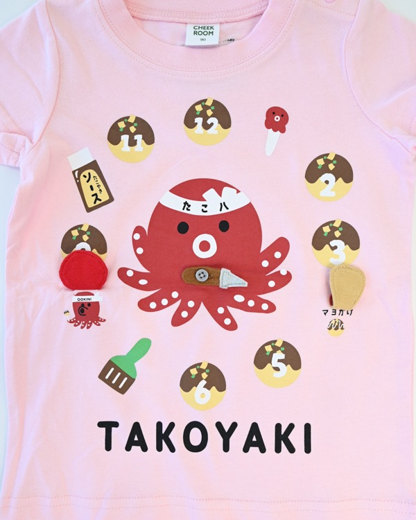 【チークルーム】たこ焼き時計 Tシャツ / ピンク
