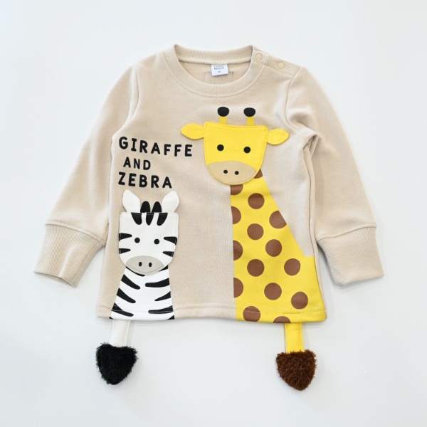 【25FW】きりんとしまうま トレーナー / アイボリー