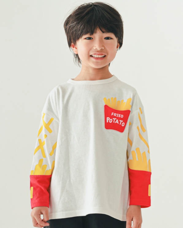 【ニコフラート】ポテト袖ロングTシャツ / オフホワイト