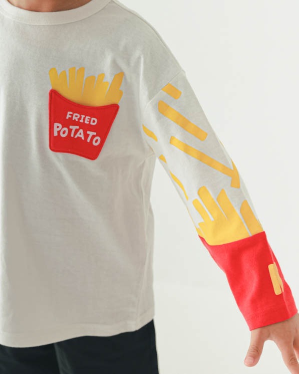 【ニコフラート】ポテト袖ロングTシャツ / オフホワイト