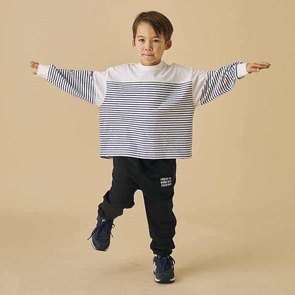 【25FW】ボーダー切り替え L/S Tシャツ / ブルー