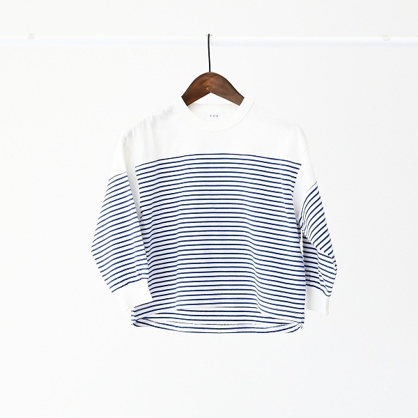 【25FW】ボーダー切り替え L/S Tシャツ / ブルー