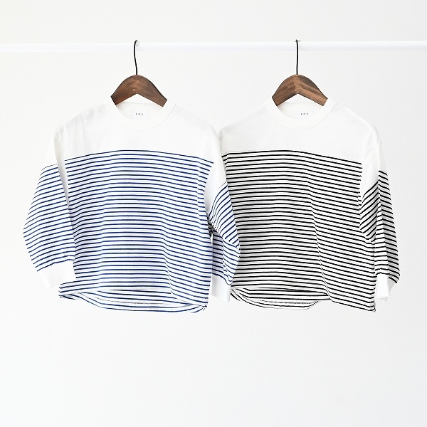 【25FW】ボーダー切り替え L/S Tシャツ / ブルー