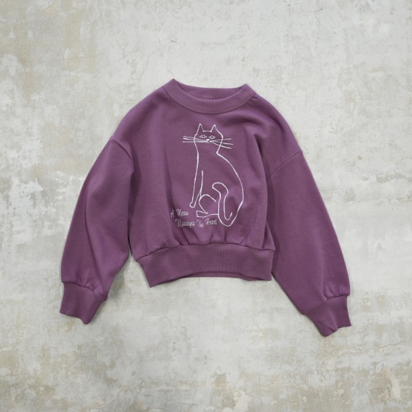 【25FW】cat ドルマンショートトレーナー / ラベンダー